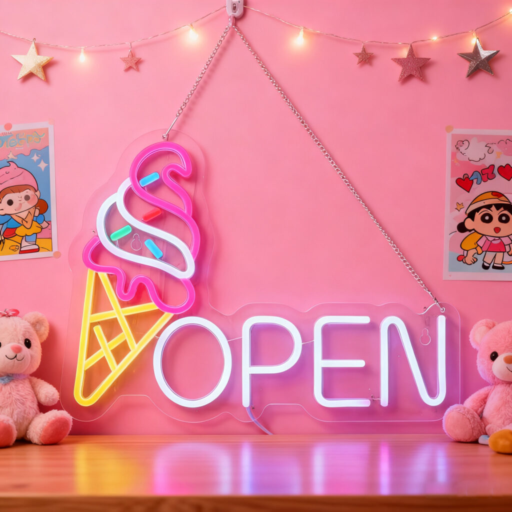 Ice Cream OPEN Neon Sign