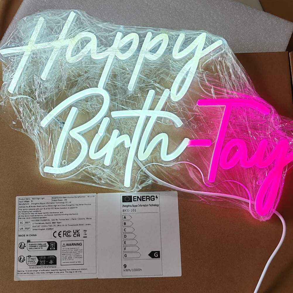 "Happy Birth-Tay" LED Neon Sign