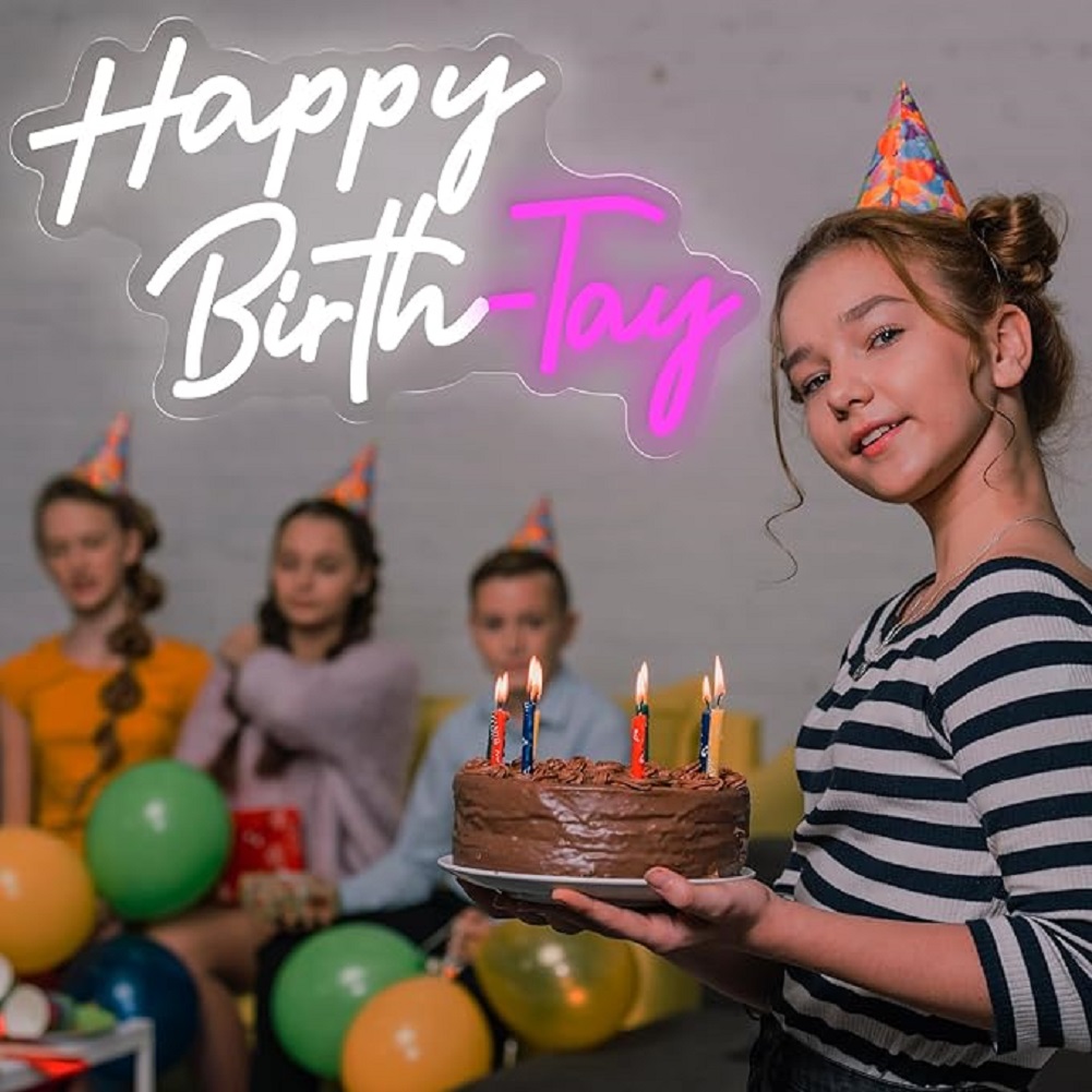 "Happy Birth-Tay" LED Neon Sign