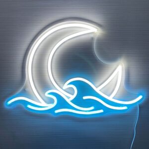 moon & waves led neon sign