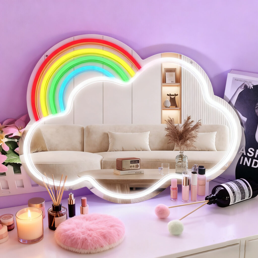 Rainbow Cloud LED Neon Mirror Sign
