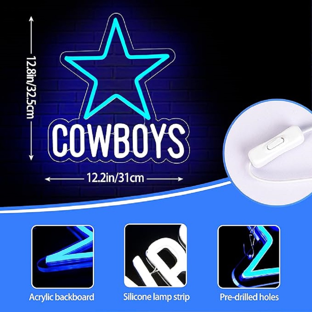 Cowboys Star LED Neon Sign