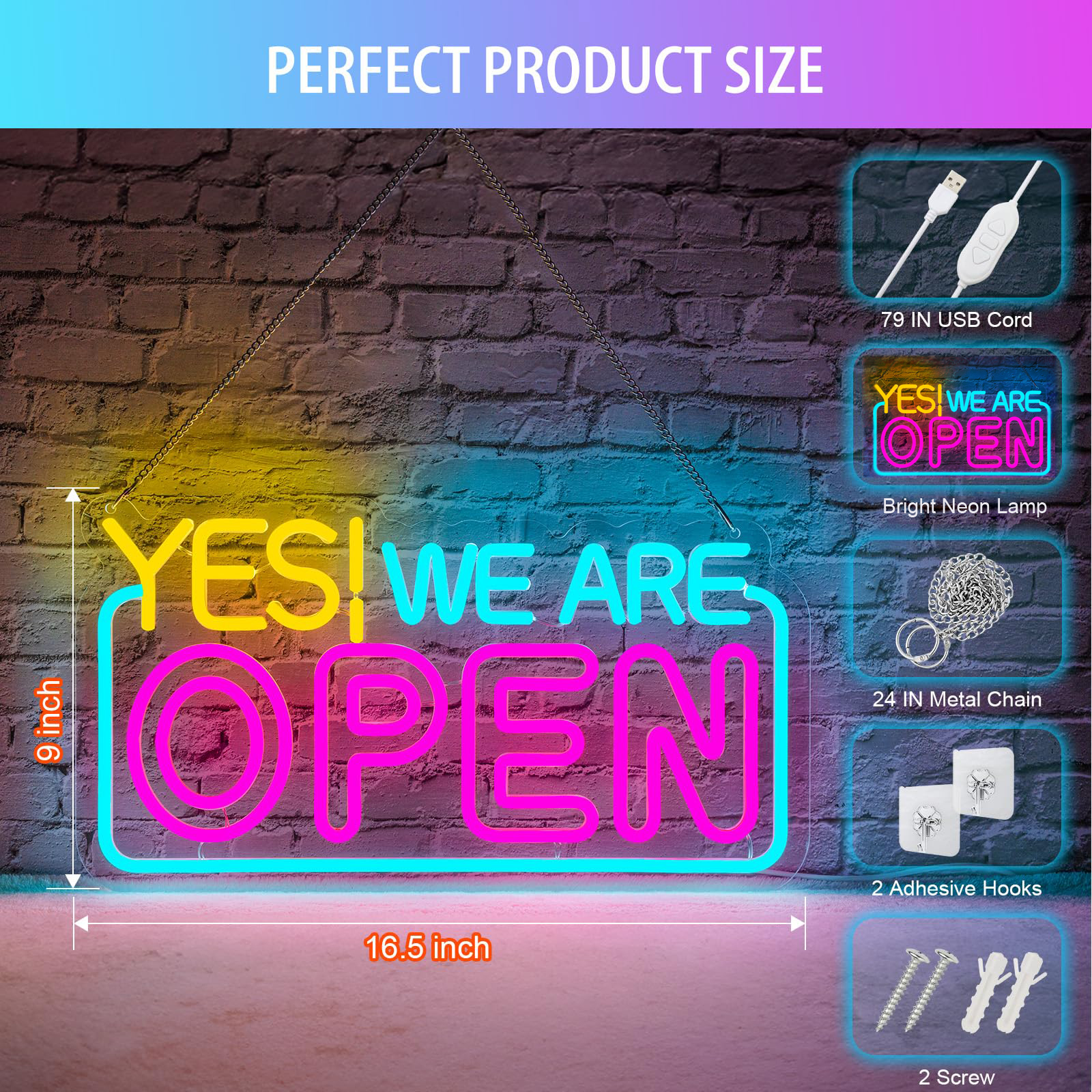 "YES! WE ARE OPEN" LED Neon Open Sign