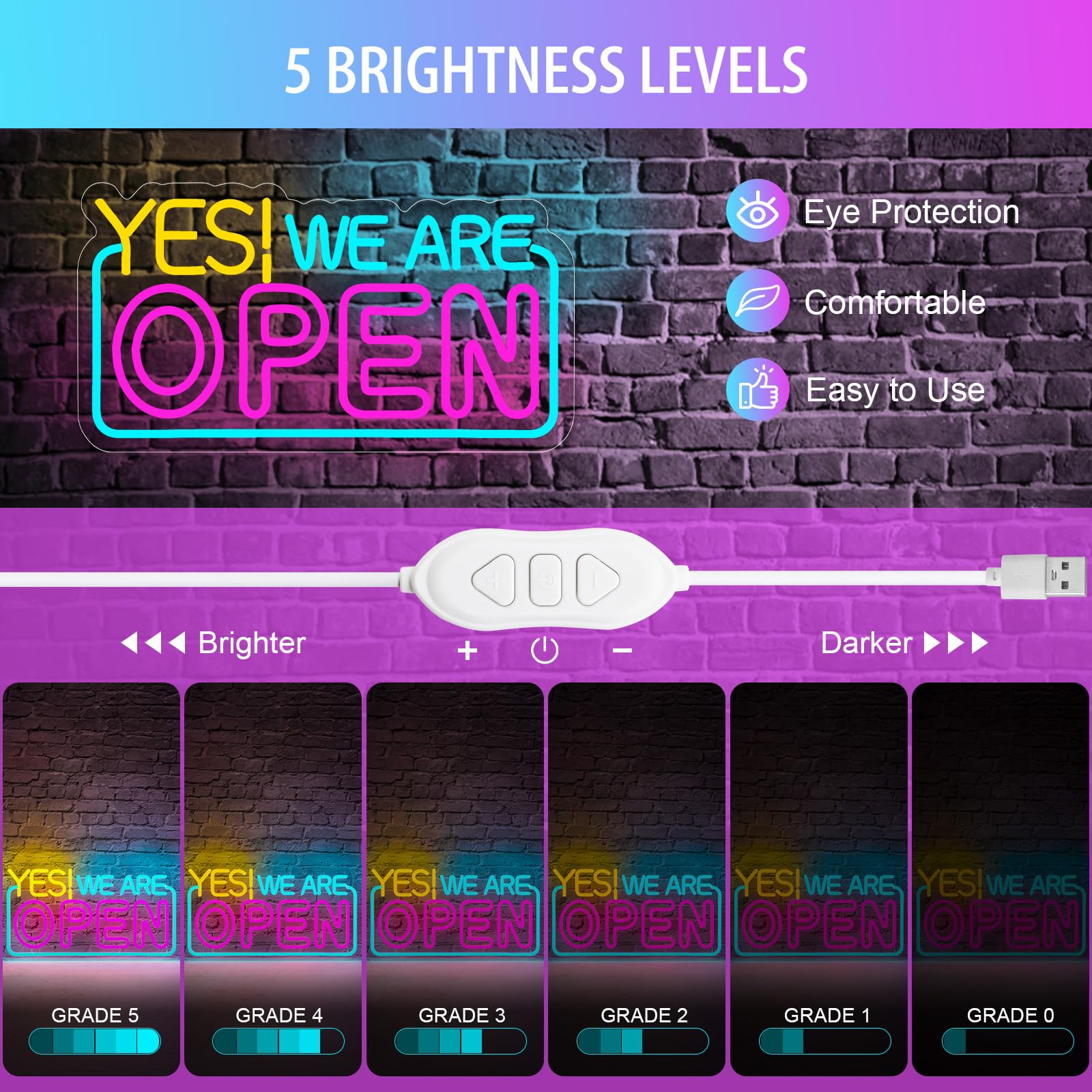 "YES! WE ARE OPEN" LED Neon Open Sign