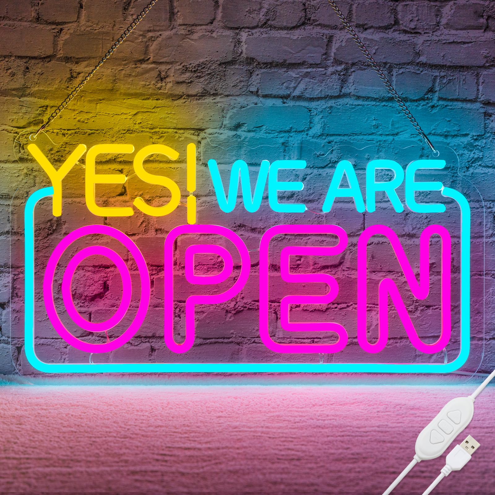 "YES! WE ARE OPEN" LED Neon Open Sign
