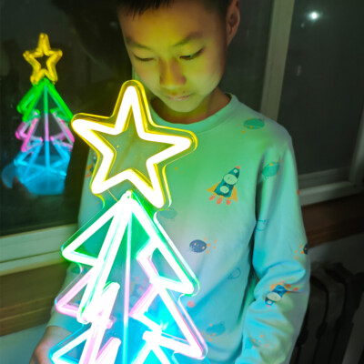 Home 3d indoor christmas tree standing neon light 14